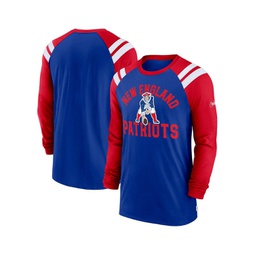 Mens Royal Red New England Patriots Classic Arc Raglan Tri-Blend Long Sleeve T-shirt