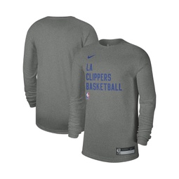 Mens and Womens Heather Gray LA Clippers 2023/24 Legend On-Court Practice Long Sleeve T-shirt