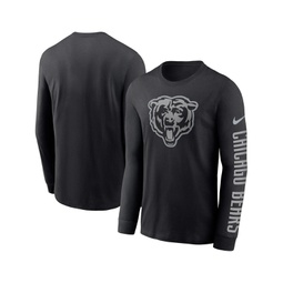Mens Black Chicago Bears RFLCTV Name And Logo T-shirt