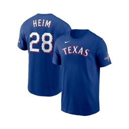Mens Jonah Heim Royal Texas Rangers 2023 World Series Champions Name and Number T-shirt