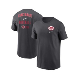 Mens Charcoal Cincinnati Reds Logo Sketch Bar T-shirt