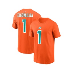 Mens Tua Tagovailoa Orange Miami Dolphins Player Name and Number T-shirt