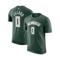 Mens Damian Lillard Hunter Green Milwaukee Bucks Name and Number T-shirt