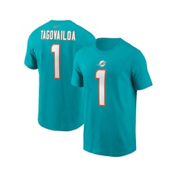 Mens Tua Tagovailoa Aqua Miami Dolphins Player Name and Number T-shirt
