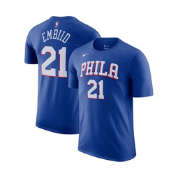 Mens Joel Embiid Royal Philadelphia 76ers Icon 2022/23 Name and Number T-shirt