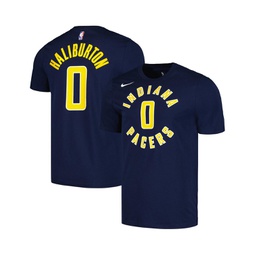 Mens Tyrese Haliburton Navy Indiana Pacers Icon 2022/23 Name and Number T-shirt
