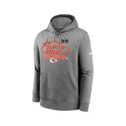 Mens Heather Gray Kansas City Chiefs Super Bowl LVIII Champions Locker Room Trophy Collection Pullover Hoodie