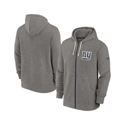 Mens Heather Charcoal Distressed New York Giants Historic Lifestyle Full-Zip Hoodie