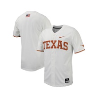 Mens White Texas Longhorns Replica Full-Button Baseball Jersey