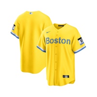 Mens Gold Light Blue Boston Red Sox City Connect Replica Jersey