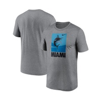 Mens Heathered Gray Miami Marlins Local Logo Legend Performance T-shirt