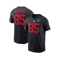 Mens George Kittle Black San Francisco 49ers Super Bowl LVIII Patch Player Name and Number T-shirt