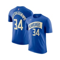 Mens Giannis Antetokounmpo Royal Milwaukee Bucks 2023/24 City Edition Name and Number T-shirt