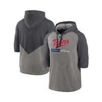 Mens Heather Gray Heather Charcoal Minnesota Twins 2023 Postseason Authentic Collection Flux Performance 3/4-Sleeve Pullover Hoodie
