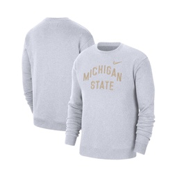 Mens White Michigan State Spartans Campus Pullover Sweatshirt