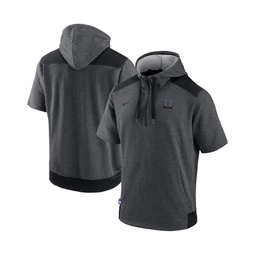 Mens Heathered Charcoal Black New York Mets Authentic Collection Dry Flux Performance Quarter-zip Short Sleeve Hoodie