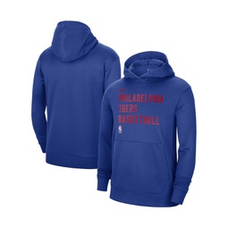 Mens and Womens Royal Philadelphia 76ers 2023/24 Performance Spotlight On-Court Practice Pullover Hoodie