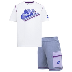 Little Boys Reimagine T-Shirt & French Terry Cargo Shorts 2 Piece Set