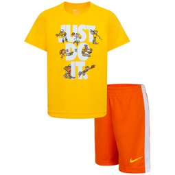 Little Boys Just Do It Graphic Dri-FIT T-Shirt & Tricot Shorts 2 Piece Set