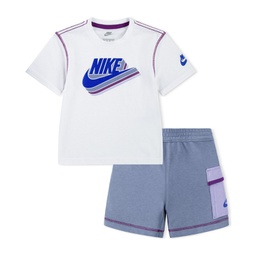 Toddler Boys Reimagine T-Shirt & French Terry Cargo Shorts 2 Piece Set