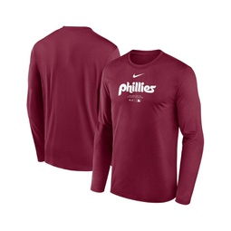 Mens Burgundy Philadelphia Phillies Authentic Collection Practice Performance Long Sleeve T-Shirt