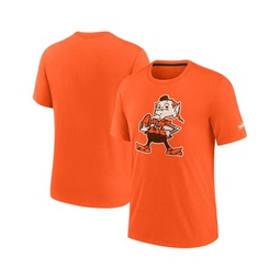 Mens Orange Distressed Cleveland Browns Brownie The Elf Rewind Playback Logo Tri-Blend T-shirt