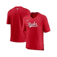 Mens Red Cincinnati Reds Authentic Collection Pregame Raglan Performance V-Neck T-shirt