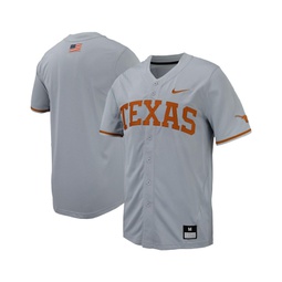 Mens Gray Texas Longhorns Replica Full-Button Baseball Jersey