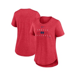 Womens Heather Red Los Angeles Angels Knockout Team Stack Tri-Blend T-shirt