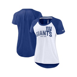 Womens White Royal New York Giants Back Slit Lightweight Fashion T-shirt