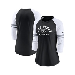 Womens Black Las Vegas Raiders 3/4-Sleeve Lightweight Raglan Fashion T-shirt