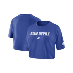 Womens Royal Duke Blue Devils Wordmark Cropped T-shirt