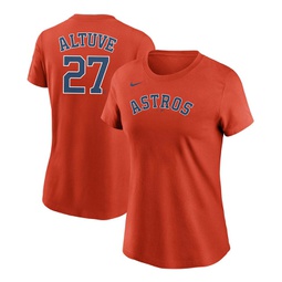 Womens Jose Altuve Orange Houston Astros Name and Number T-shirt