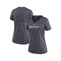 Womens Black Colorado Rockies Authentic Collection Velocity Practice Performance V-Neck T-shirt