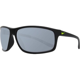 Nike EV1112-007 Adrenaline Sunglasses Matte Black/Volt Frame Color, Grey with Silver Mirror Lens Tint