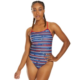 Nike Womens Americana Crossback Cut Out One Piece Swimsuit