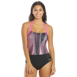 Nike Womens Line Up Halter Chlorine Resistant One Piece Swimsuit