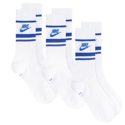 Nike Sportswear Essential Sock - 3 Pack White & Game Royal
