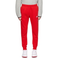 Red Embroidered Sweatpants 241011M190023
