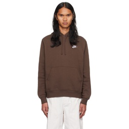 Brown Embroidered Hoodie 241011M202037