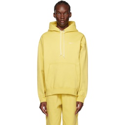 Yellow Embroidered Hoodie 231011M202047