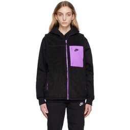 Black & Purple Winter Reversible Vest 231011F068003