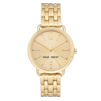 Womens Crystal Accented Gold-Tone Bracelet Watch 36mm