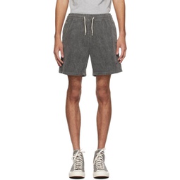 Gray Embroidered Shorts 241876M193001