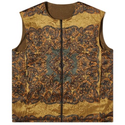 NOMA t.d. Reversible Wrinkled Vest Olive Paisley