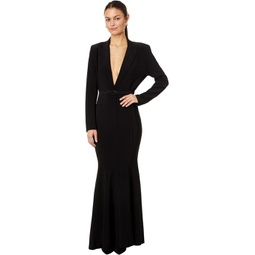 Womens Norma Kamali Single Breasted Boy Fit Fishtail Gown