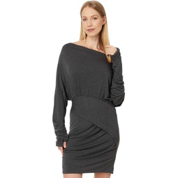 Womens Norma Kamali Four Sleeve All In One Wide Neck Mini Dress