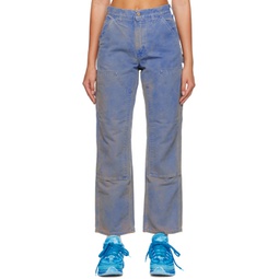 Blue Paneled Jeans 222438F069004