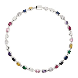 Silver #5824 Multi Color Stone Necklace 231439M145025