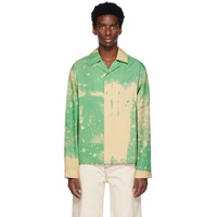 Green   Tan Paint Splatter Shirt 231637M192005